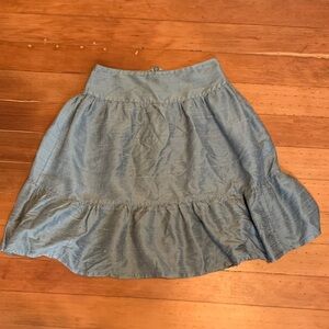 Lena Medoyeff Sage Green Tiered Raw Silk Women's Skirt S